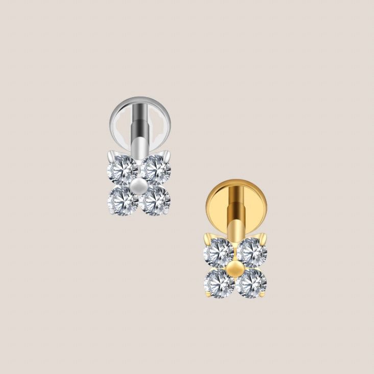 Clover Cubic Zirconia Labret