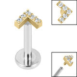 Small Jewelled Chevron Labret - Gold