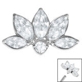 6 Jewel Sunrise Marquise Fan - Silver