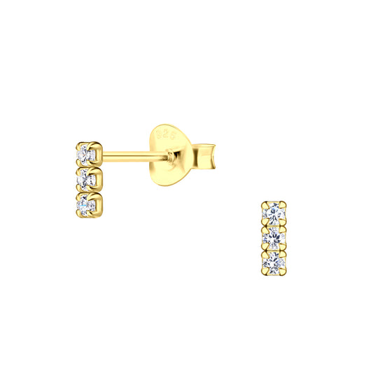 Gold Bar Cubic Zirconia Studs