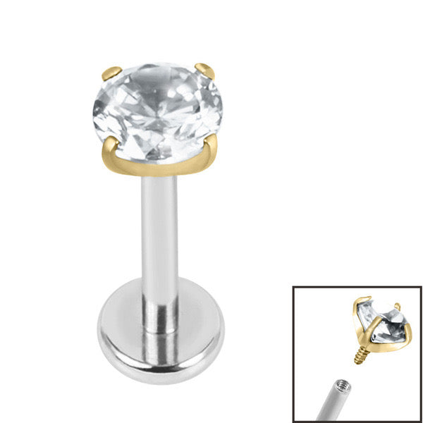 Round Jewel Labret - Gold