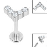 Jewelled Chevron Labret - Silver