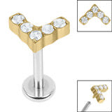 Jewelled Chevron Labret - Gold