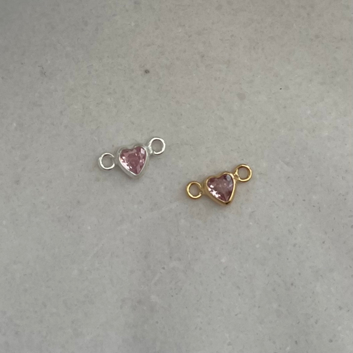 Heart Connector • Pink Cubic Zirconia