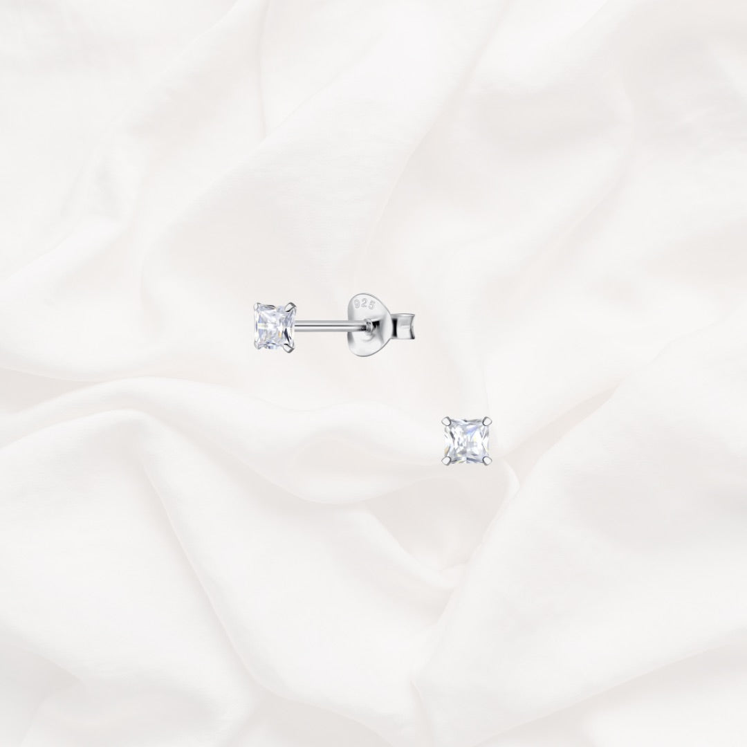 Square Cubic Zirconia Studs