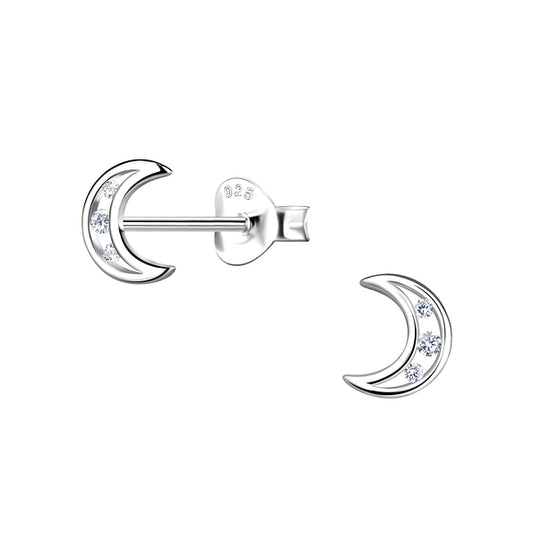 Moon Cubic Zirconia Studs