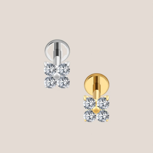 Clover Cubic Zirconia Labret