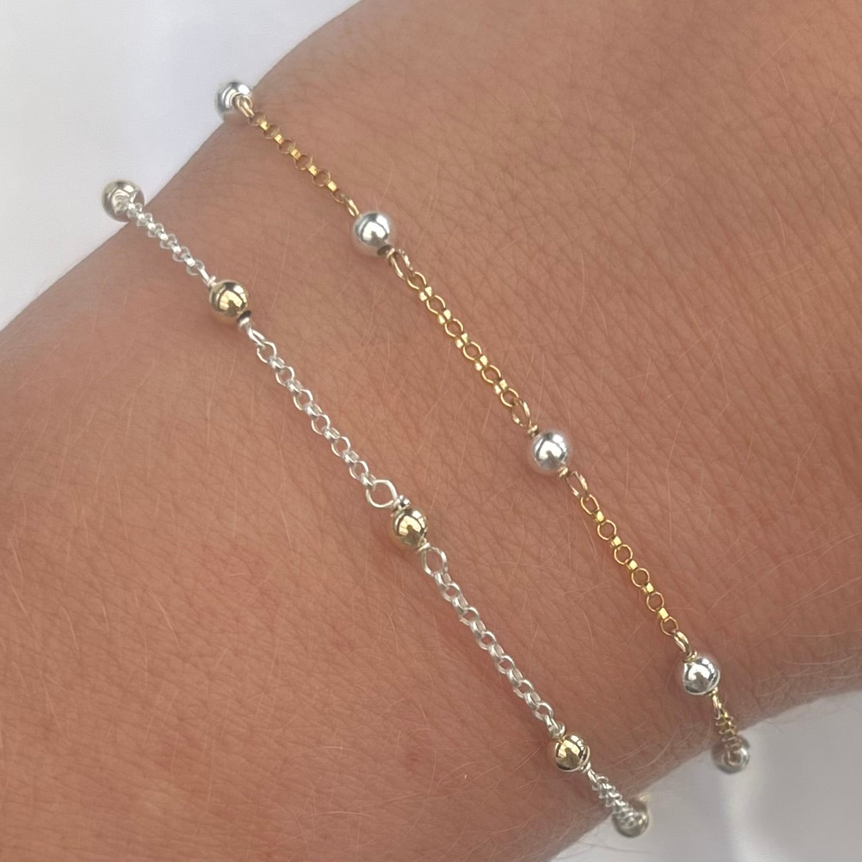 Mixed Satellite Chain • 1.3mm with 3mm Balls