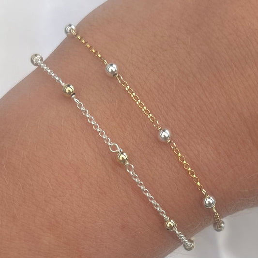 Mixed Satellite Chain • 1.3mm with 3mm Balls