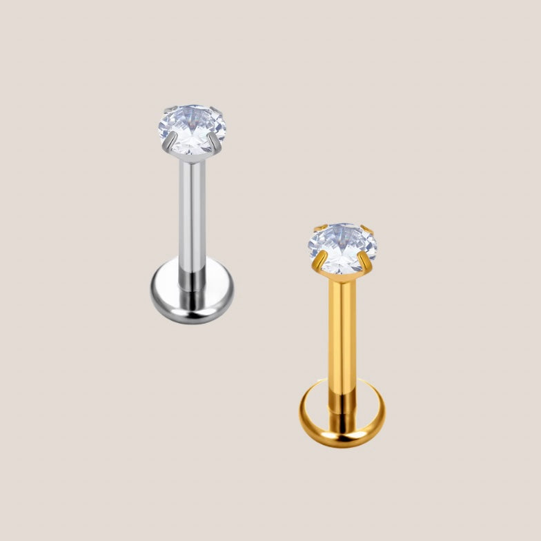 Round Cubic Zirconia Labret • Threadless