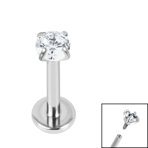 Round Jewel Labret - Silver