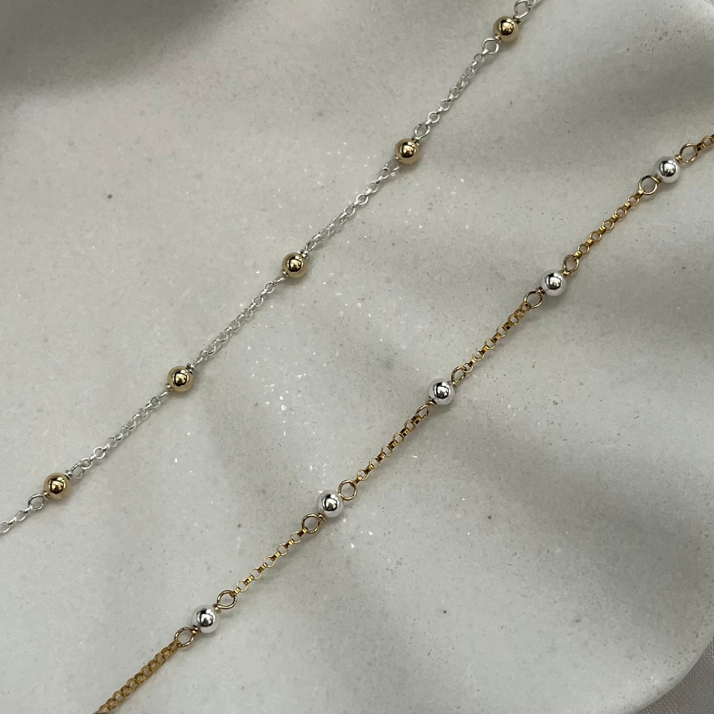 Mixed Satellite Chain • 1.3mm with 3mm Balls