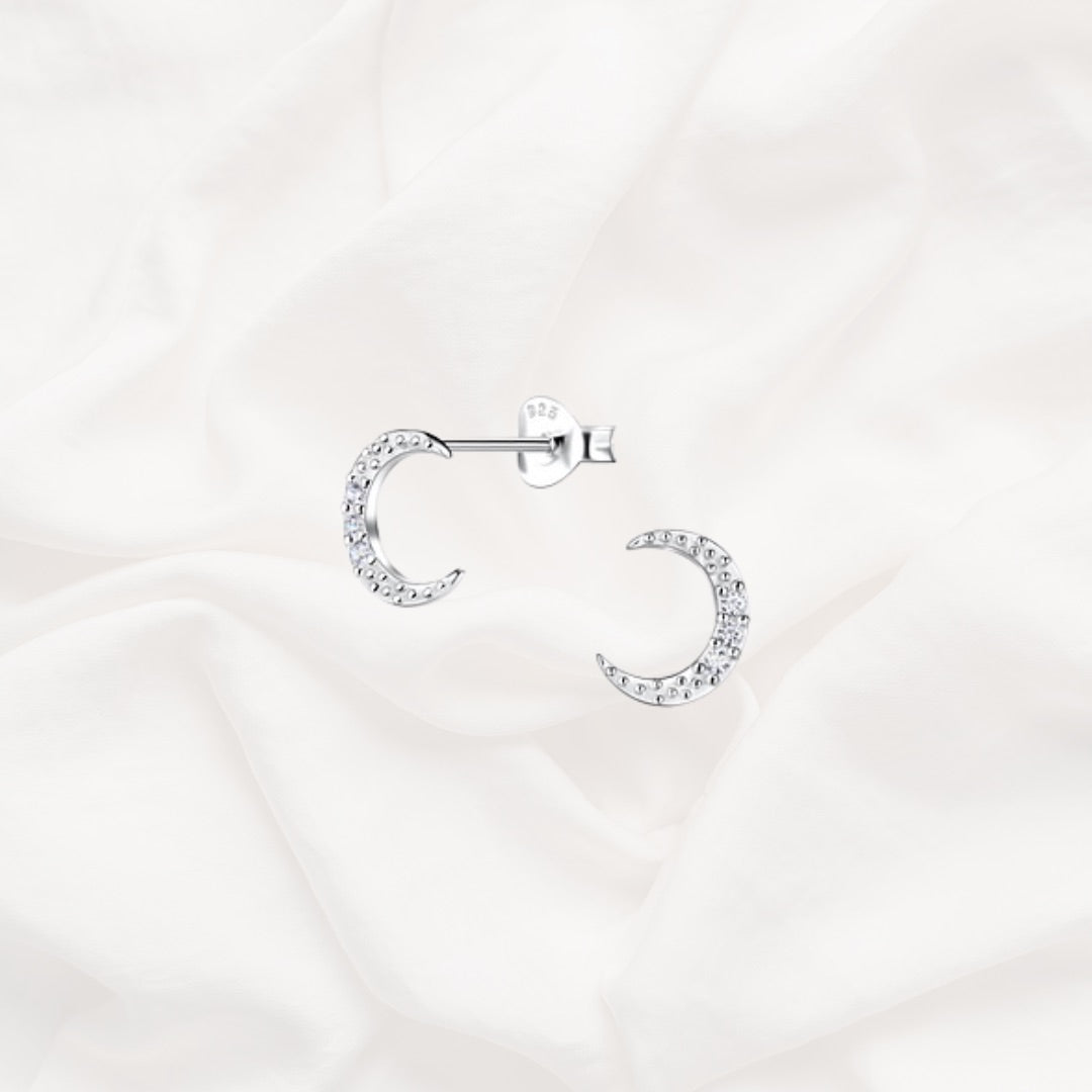 Moon Cubic Zirconia Studs