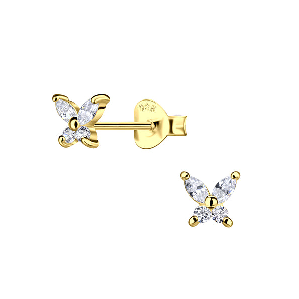 Gold Butterfly Cubic Zirconia Studs