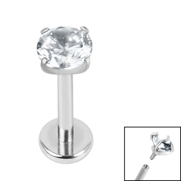 Round Jewel Labret - Silver