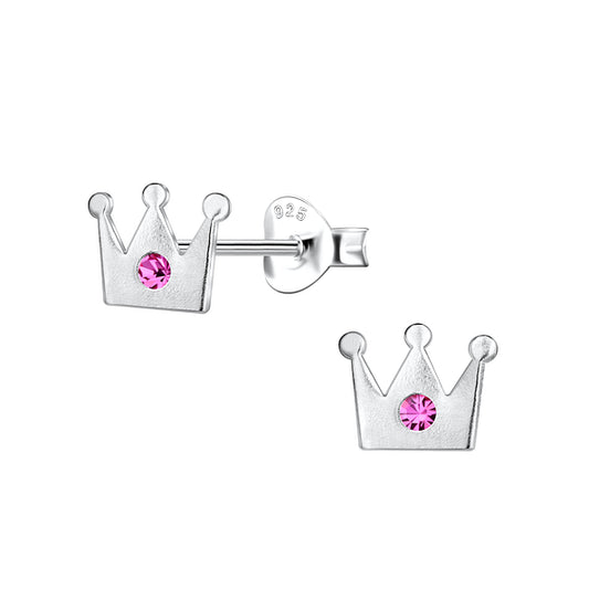 Crown Pink Crystal Studs