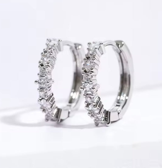 Silver Pavé Hoops